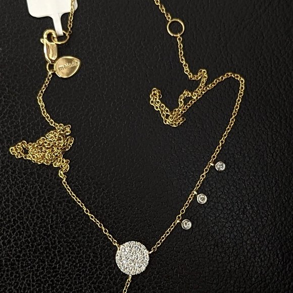 Meira T Teardrop Diamond Pave Lariat Necklace in 14 Karat Gold - Picture 6 of 7